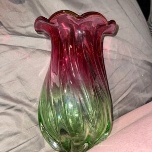 Vintage TeleFlora Watermelon Swirl Vase!!!
